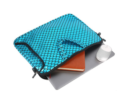 11.6-Inch Laptop Shoulder Messenger Carrying Bag Case Sleeve For 11" 11.6" 12" 12.5 inch Macbook/Notebook/Ultrabook/Chromebook, Mermaid Scale (Blue)