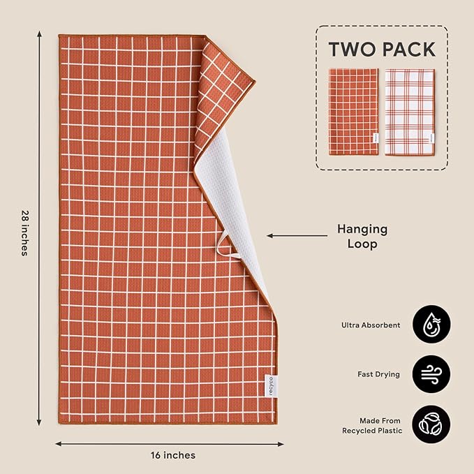 RECYCO Waffle Kitchen Towel Set of 2