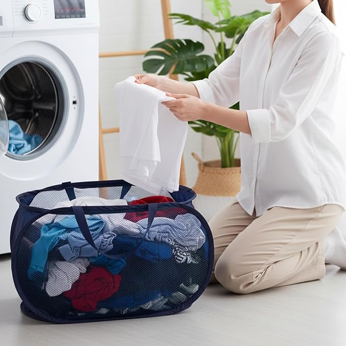 5 Pack Pop-Up Mesh Laundry Basket, 5 Colors Pop Up Mesh Hamper, Open Laundry