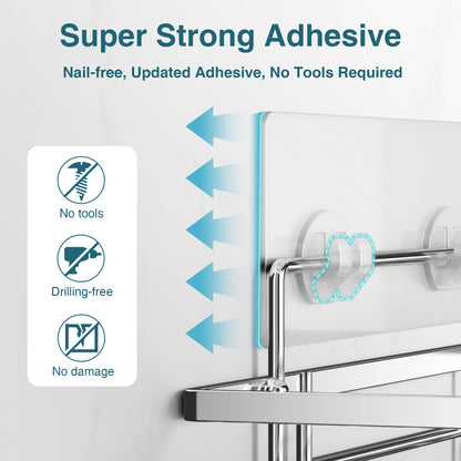 Saffruff Shower Caddy 2Pack No-Drilling Organiser Bathroom Caddy with Adhesive Silver 11.8 x 4.3”