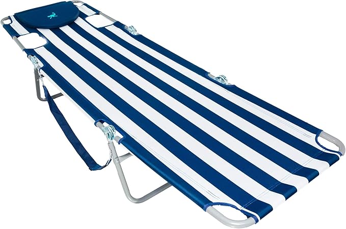 Ostrich Chaise Lounge Blue and White Striped