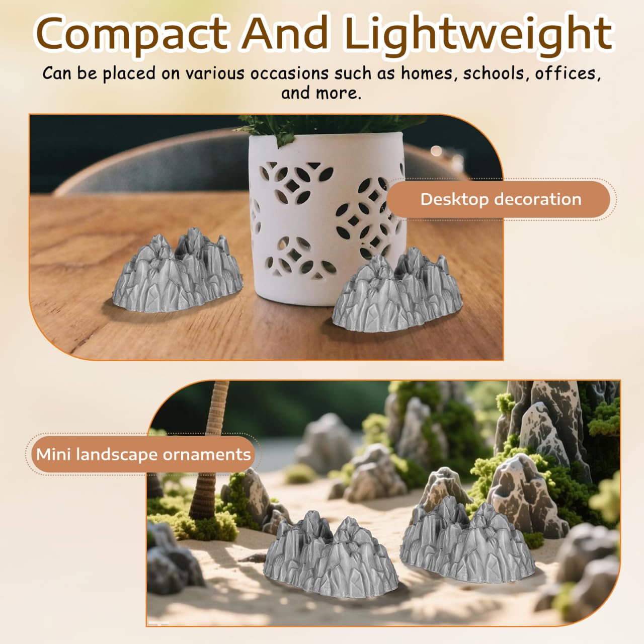 YARNOW 20Pcs Miniature Rockery Statues Realistic Plastic Rocks for Garden Mini Rockery Ornament Landscape Mountain Model Home Office Dcor