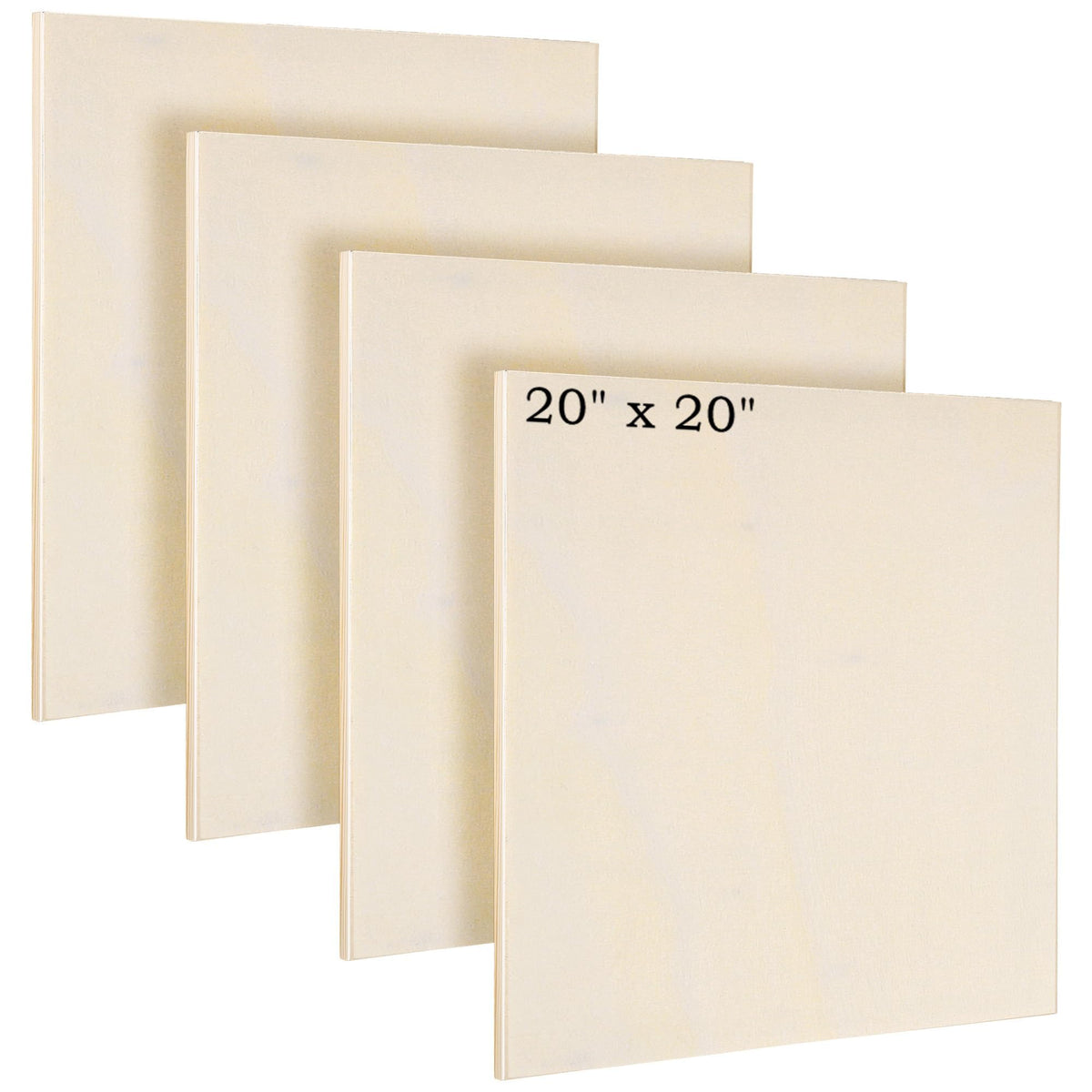 Aodaer 4 Pack Wood Panels 20 x 20 Inch Wooden Panels Canvas Unfinished Craft Wood Boards Panel for Art Crafts Acrylic and Oil Painting Pouring DIY Projects