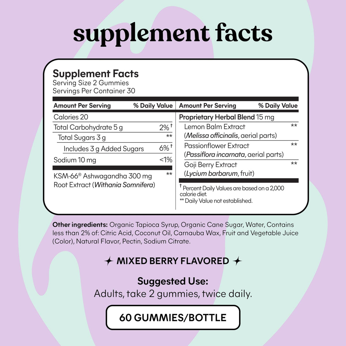 Lemme Chill Stress Relief Gummies with 300mg KSM-66 Ashwagandha, Lemon Balm, Passionflower & Goji to Support Relaxation, Healthy Cortisol & Sleep - Gluten-Free, Non-GMO, Mixed Berry (60 Count)