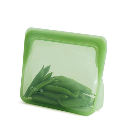 Stasher Premium Silicone Reusable Food Storage Stand-Up Mid Bag, Clear, Microwave, Sous Vide, Dishwasher, Oven and Freezer Safe, BPA Free, Leak-free, Eco-friendly, 56 Oz