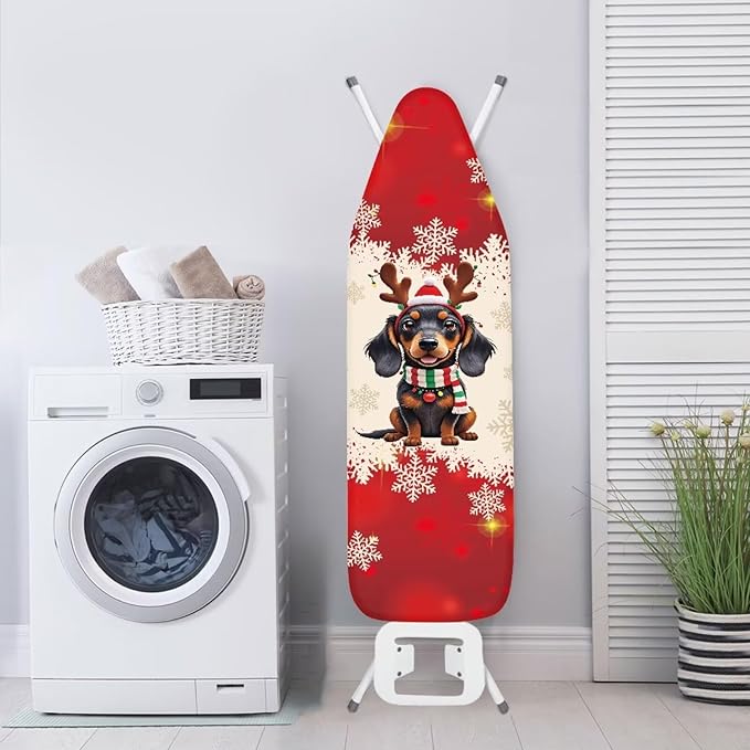 Christmas Theme Household Iron Board Covers Dachshund Snowflake Print Ironing