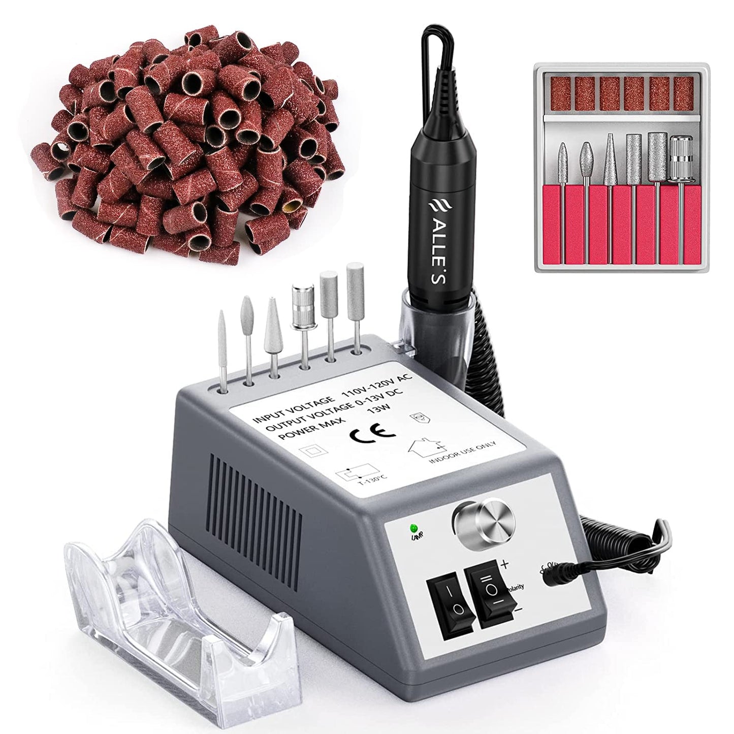 Professional Nail Drill Machine 30000 RPM Efile Electric Nail Filer Kit for Finger Toe Nails, Acrylic Gel Nails, Manicure Pedicure Drill with 6Pcs Nail Bits, 106Pcs Sanding Bands - Pink