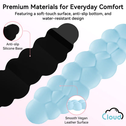 Sushret Cloud Wrist Rest for Computer Keyboard, 4-in-1 Memory Foam Leather Cloud Keyboard Wrist Rest and Mouse Pad Set with Ergonomic Support for Arm and Palm Cushion, Gaming/Work Setup, Blue