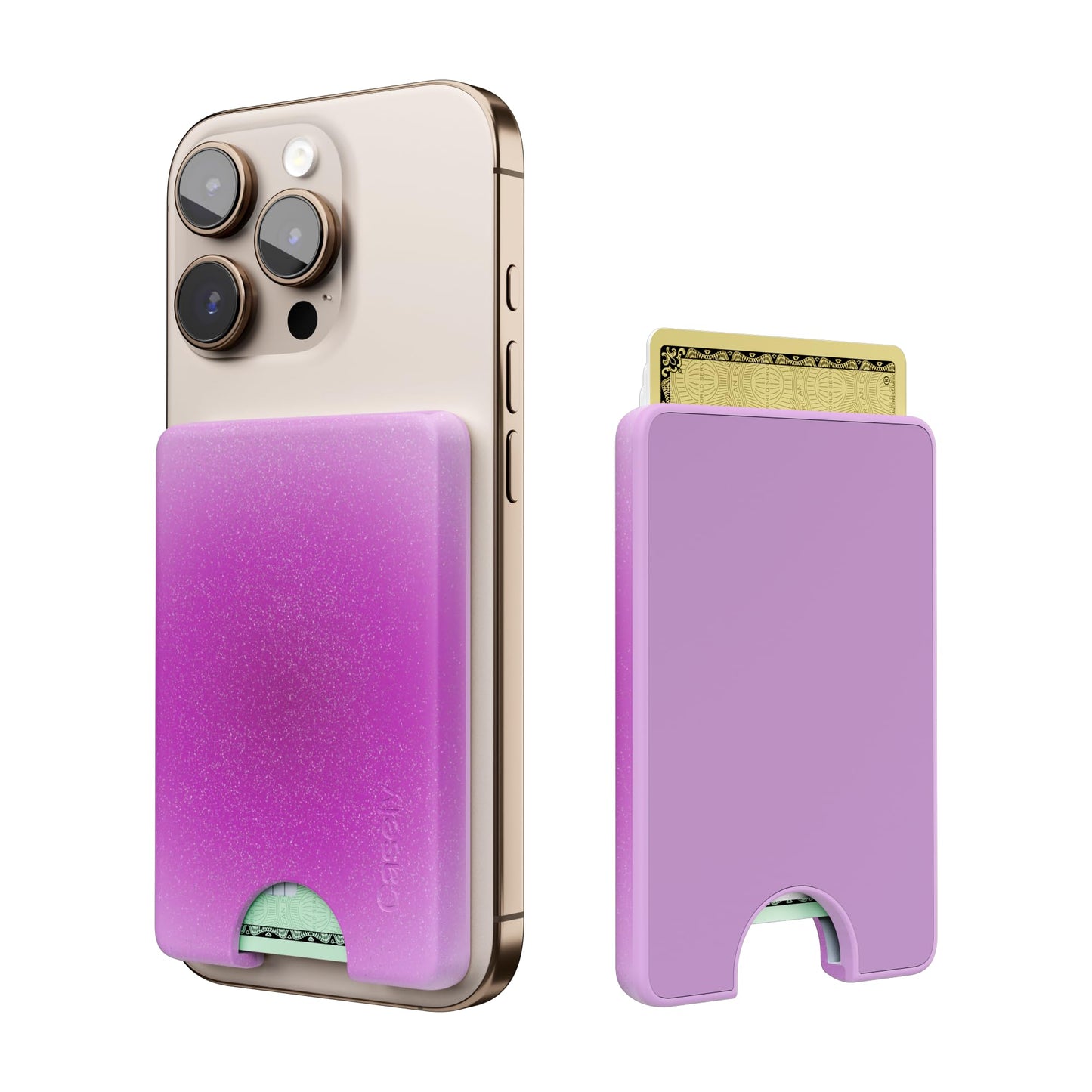 Casely MagWallet | Starfish Wishes | Coral Pink Shimmer | Slim Wallet Card Holder | Compatible with MagSafe | Soft-Touch Hard Silicone | Holds Up to 3 Cards