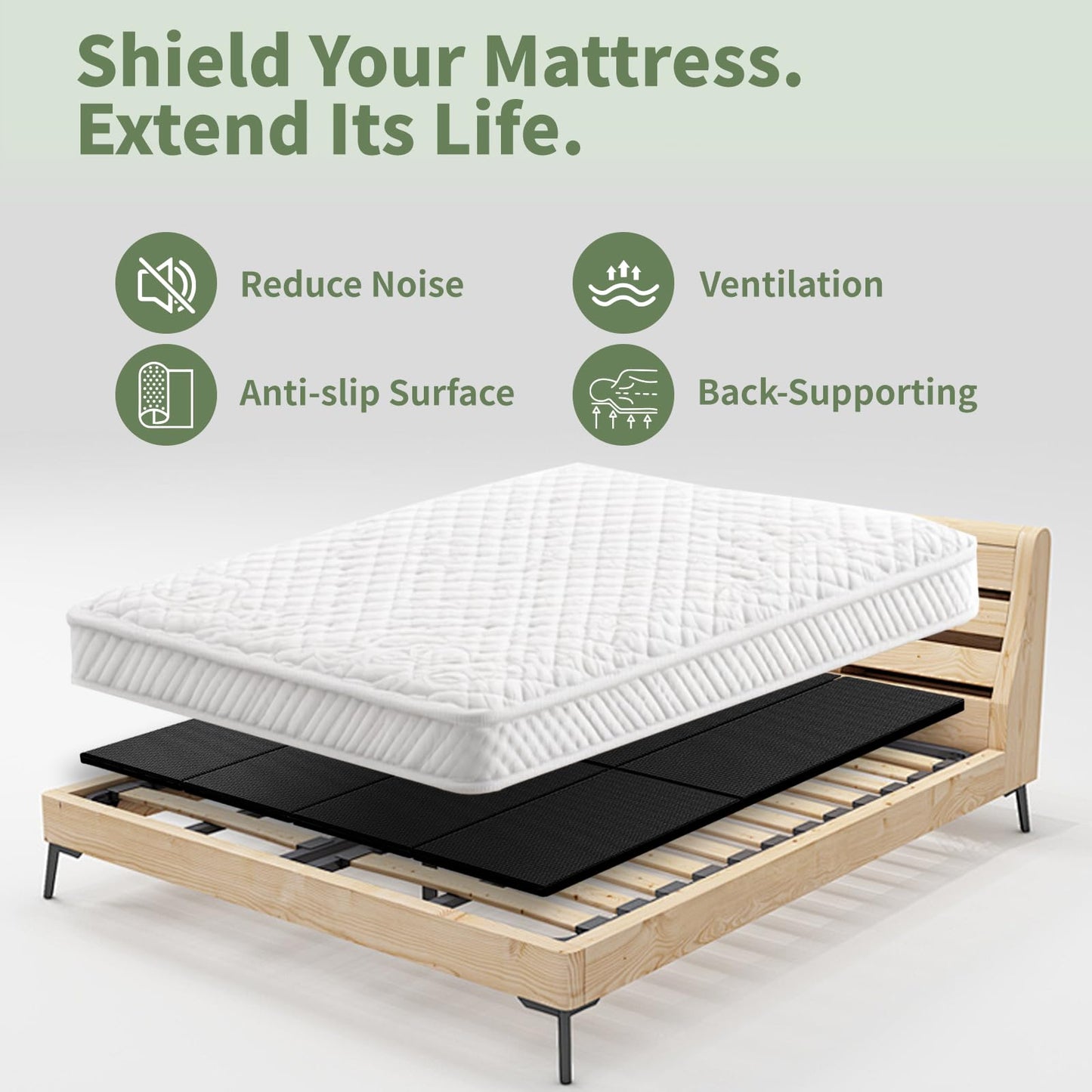 Voyla Upgraded S-Curved Rib Bunkie Board King Size 76"x 80" 10mm Heavy Duty Under Mattress Bed Support Slats - Breathable, Noise Minimizing, Moisture Resistant Bunkieboards