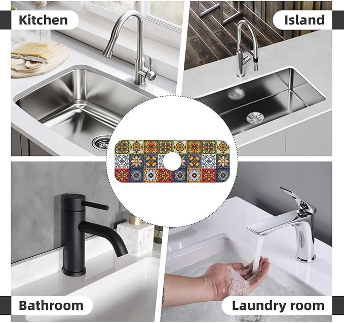 Talavera Mexican Tiles Mexico Kitchen Sink Splash Guard Faucet Mat Super