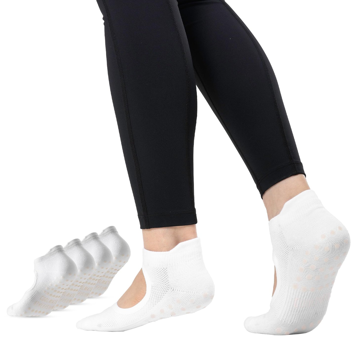 CoolMate Pilates Socks with Grips for Women, Yoga Socks, Crew Non Slip Women for Workout, Barre, Pilates Gifts