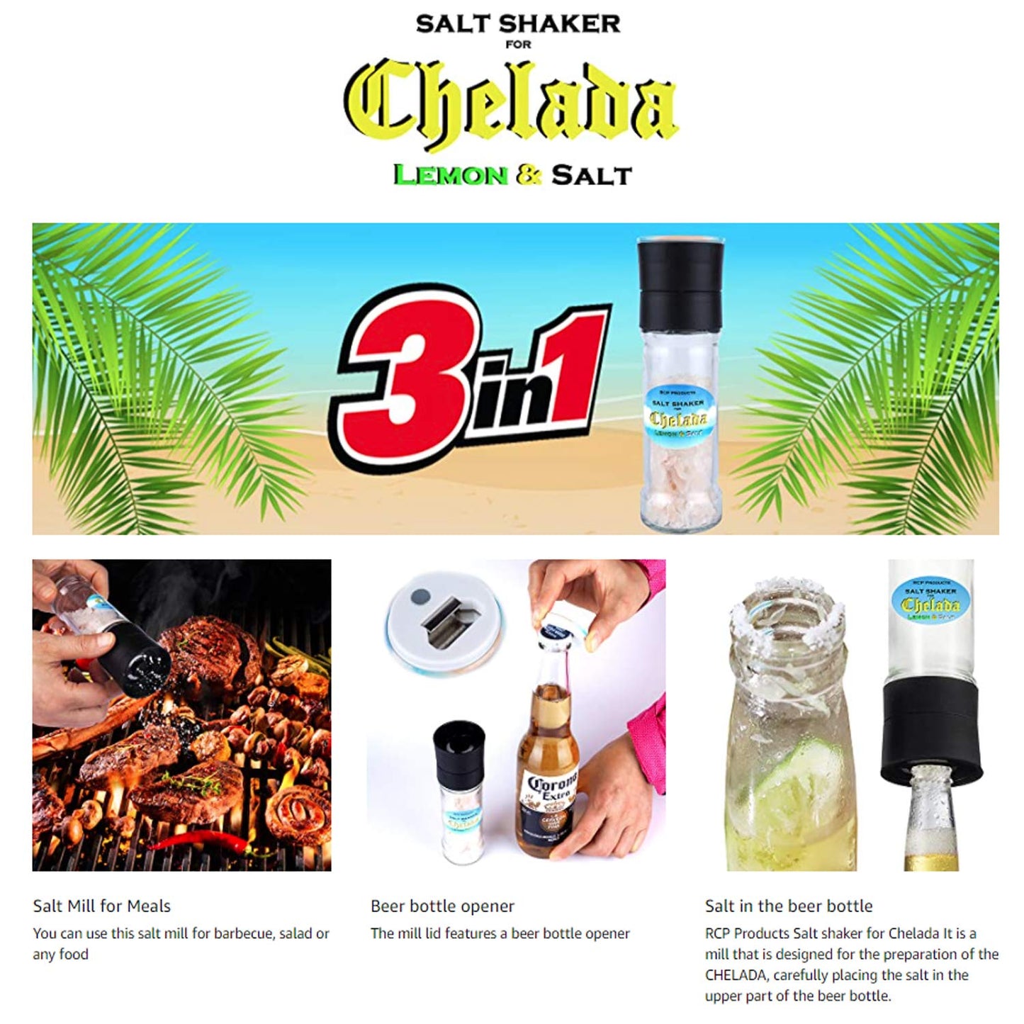 Salt shaker Glass for Chelada Salero para Chelada limon y Sal Beer Salt