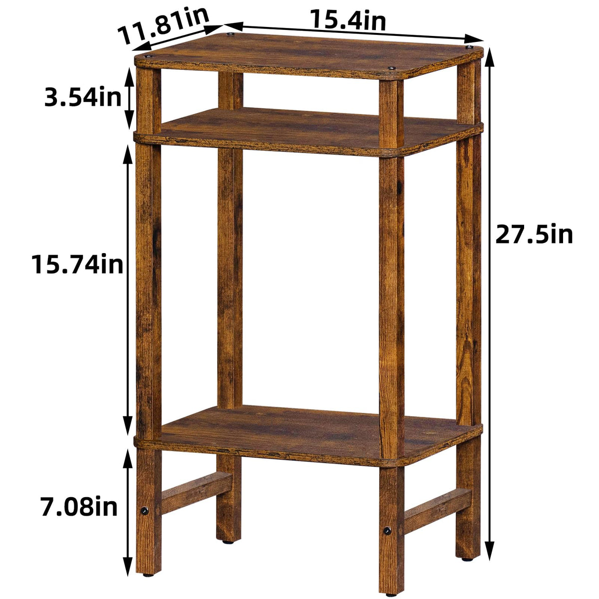 YUFAM Side Table End Table Tall Night Stand 3-Tier for Living Room Bedroom Bathroom Office Furniture Brown