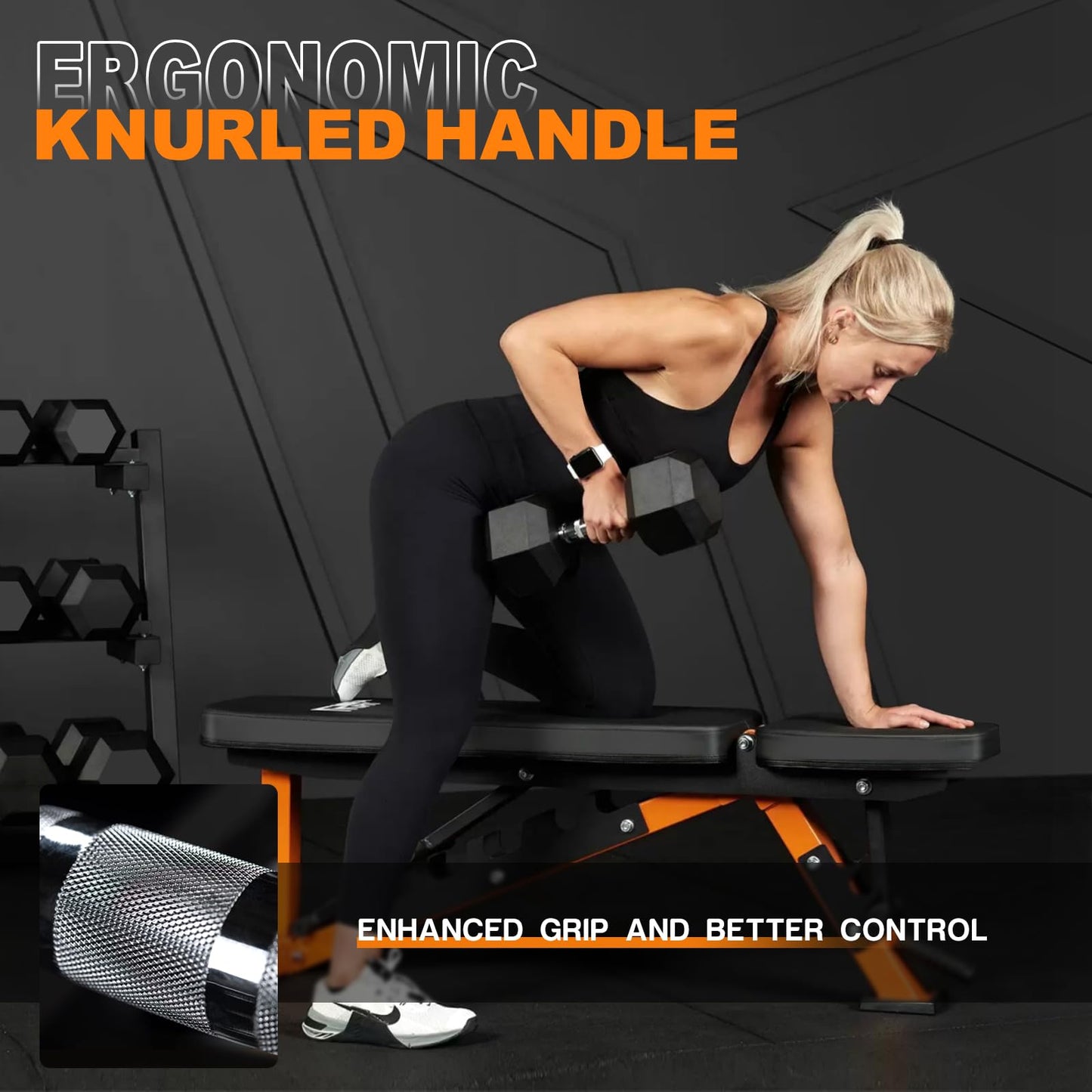 Mikolo Dumbbell Sets with Rack, Rubber Hex Dumbbells, Multiple Choices in 160/200/350/450/550LB, Hand Weights with Chrome Handle for Strength Training (550LB)