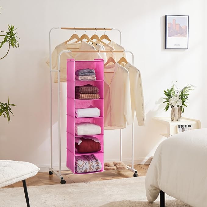 MAX Houser 6-Shelf Hanging Closet Organizer, Hanging Storage Shelves