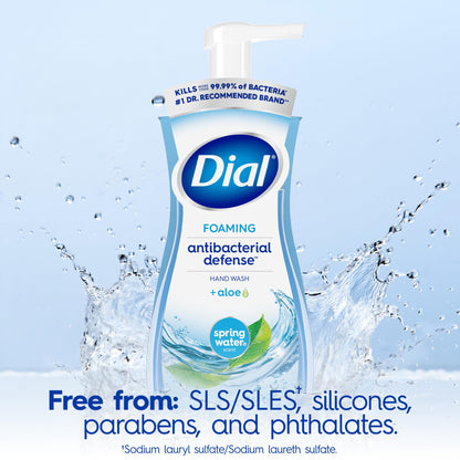 Dial Antibacterial Foaming Hand Wash, Spring Water, 7.5 fl oz (Pack of 6)