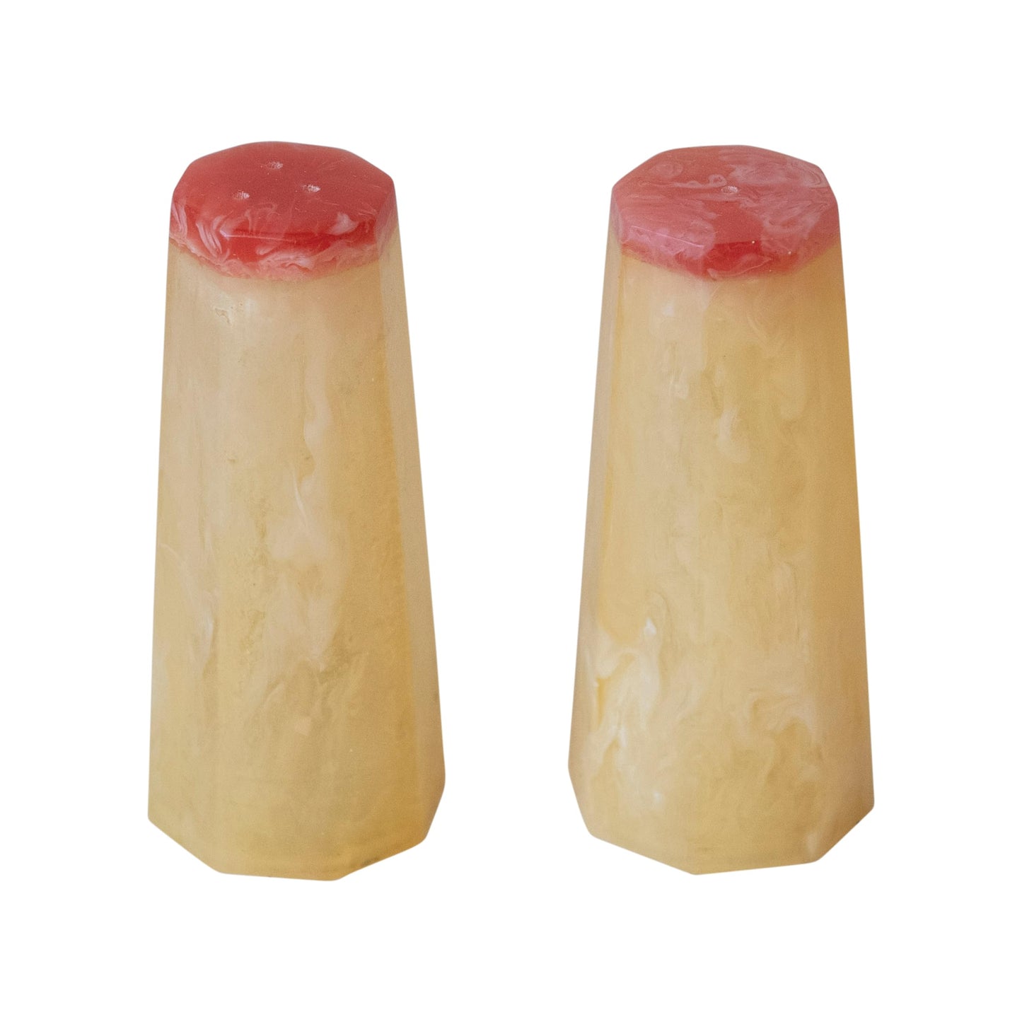 Creative Co-Op 2-Tone Resin Salt and Pepper Shakers, Marbled Orange and Pink, Set of 2