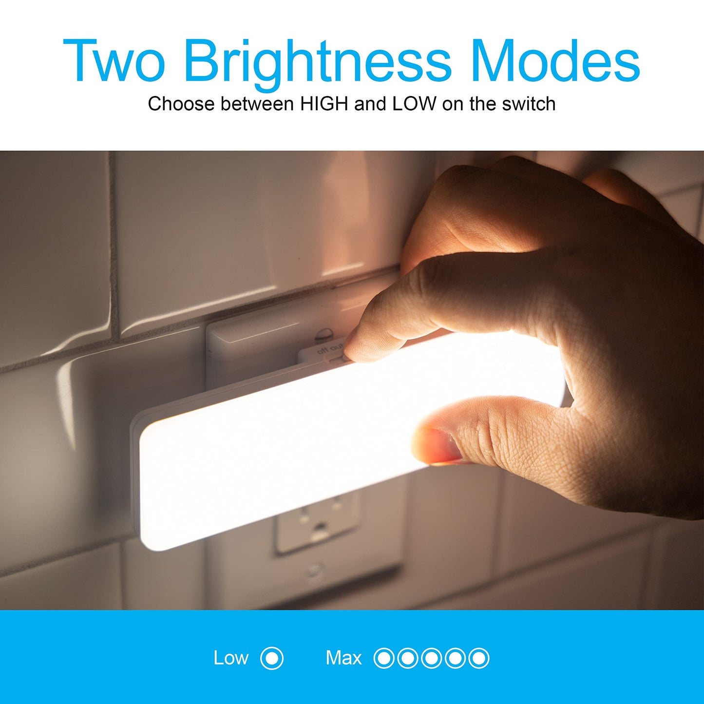 GE Ultrabrite LED Light Bar Night Lights Plug Into Wall Room Decor Ambient Lighting Dusk to Dawn Sensor Bright Nightlight, White, 100 Lumens, 2 Pack