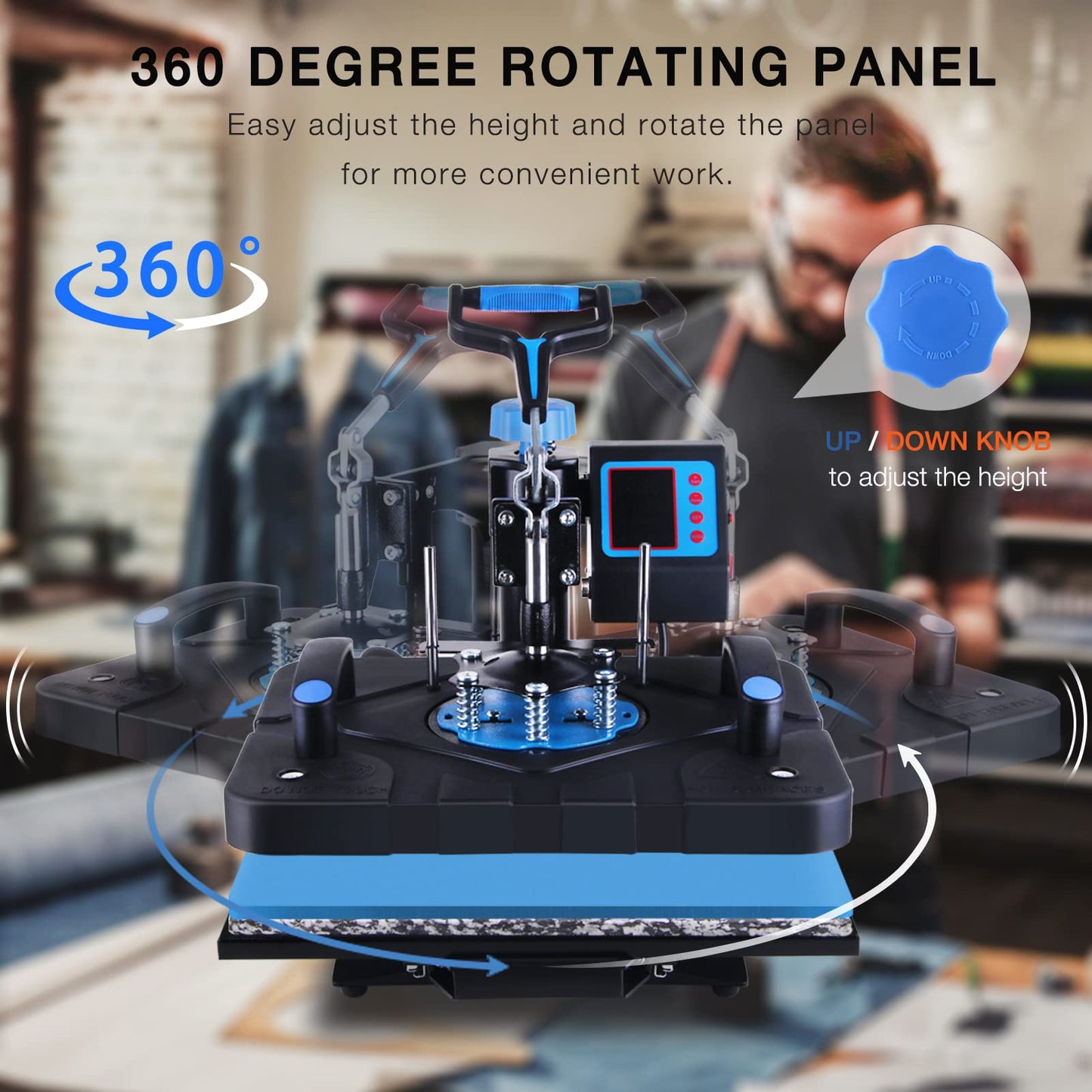 HORGELU Upgraded 5 in 1 Heat Press Machine 12 x 15 Inch Heat Transfer Machine 360-Degree Swing Away Multifunction Digital Sublimation Combo Heat Press for T Shirt Mug Hat Plate Cap for Commercial Home