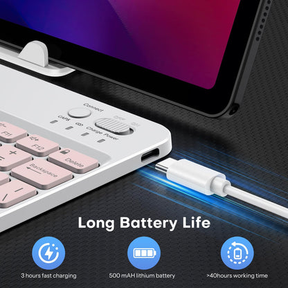 OMOTON Bluetooth Keyboard for Tablet/Android/Windows/iOS, with 7 Colors Backlight Rechargeable Wireless Mini Keyboard for Galaxy Tab A9+/A9+ Plus/S9/S9 Plus/S9 FE, Black