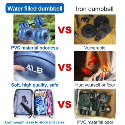 Water Filled Dumbbells Set - Water Filled Weights - Portable Travel Weights - Weights Adjustable Dumbbells - Portable Fitness Equipment - Strength Training - Fitness and Shaping
