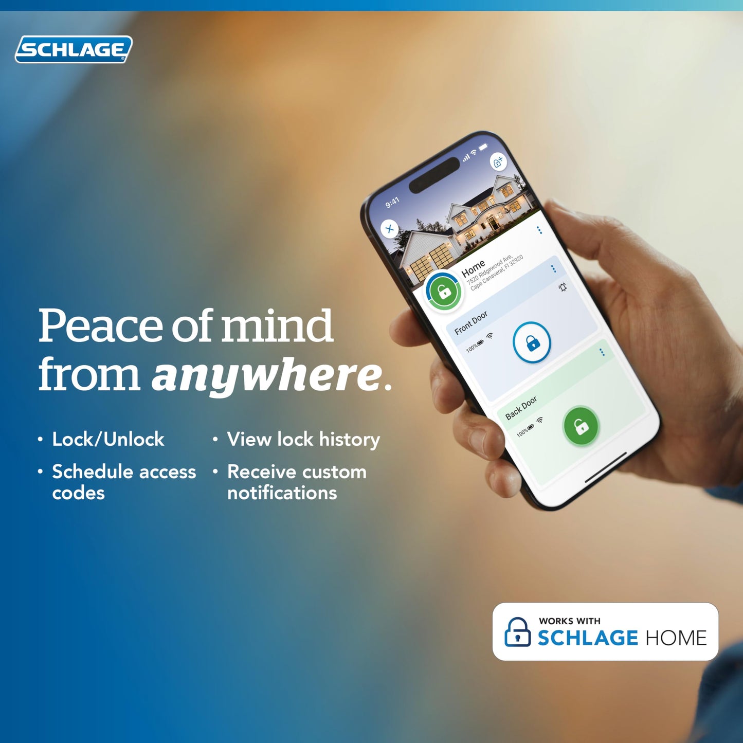 Schlage Encode Plus Smart Wi-Fi Lock for Front Door, Keyless Entry Deadbolt, Unlock with Apple Watch, Built-in WiFi and App Control, Easy Install, Alexa & Apple HomeKit Compatible, Bright Chrome