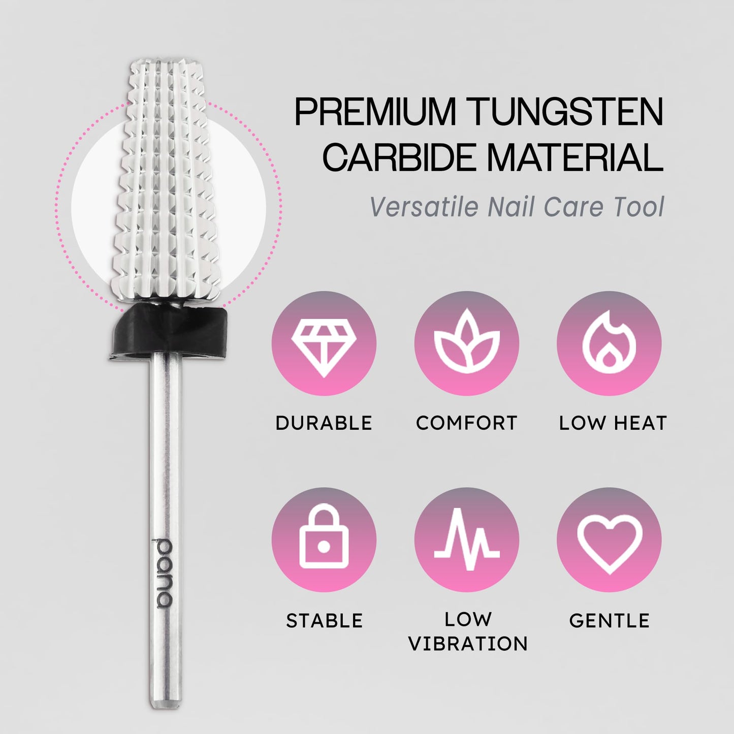 PANA Nail Carbide 5 in 1 Bit - Two Way Rotate use for Both Left and Right Handed - Fast Remove Acrylic or Hard Gel - 3/32" Shank - Manicure, Nail Art, Drill Machine (Fine - F, Silver)