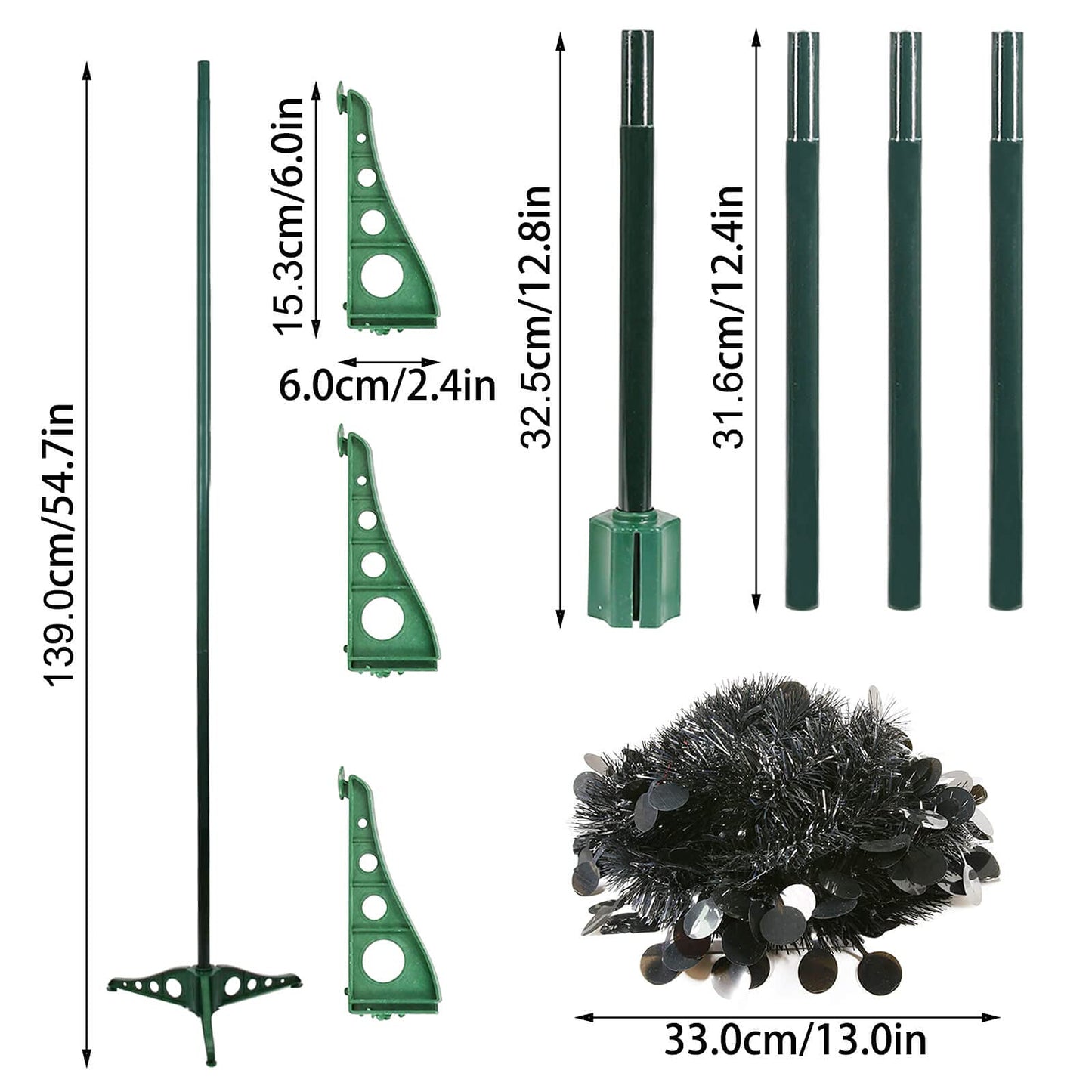 Orgrimmar 5FT Halloween Pop Up Artificial Black Tree with 100 Lights for Halloween and Holiday Home Decor (Black)