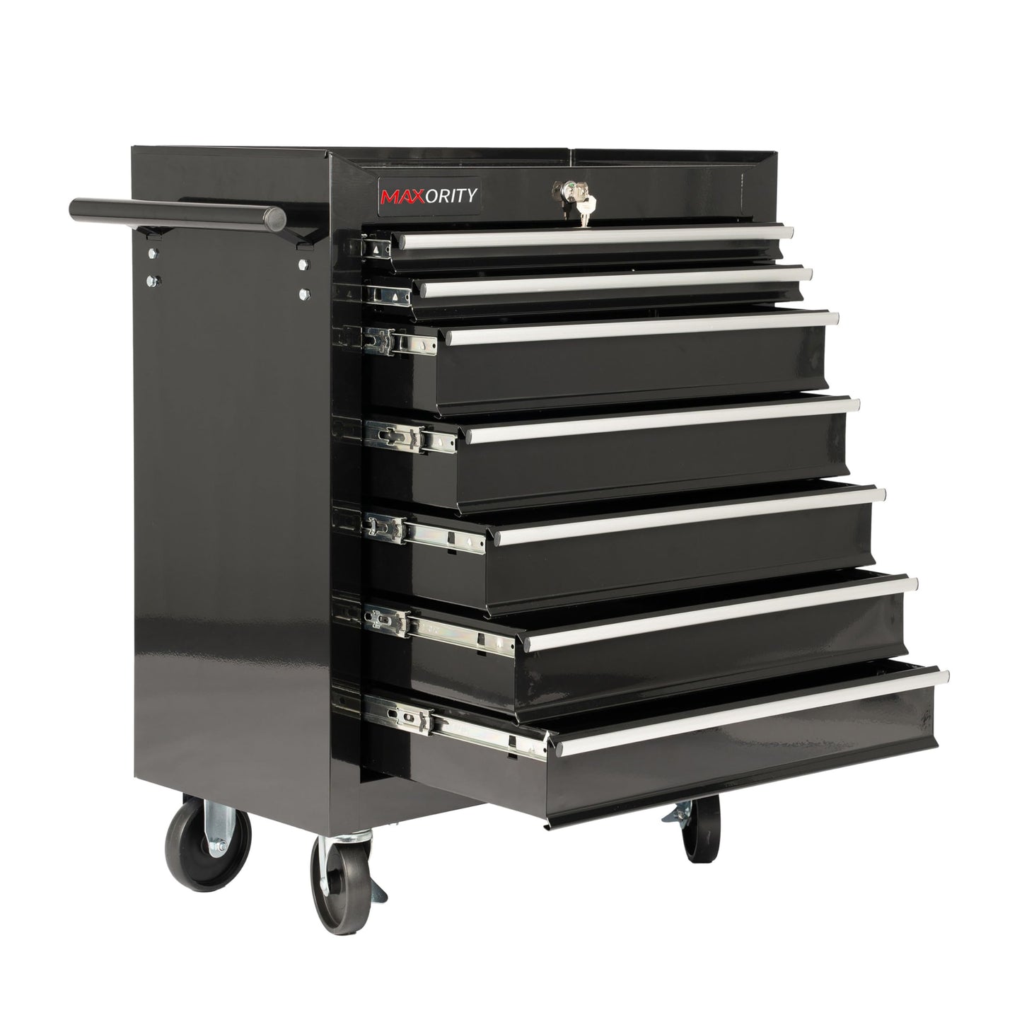 Maxority 7-Drawer Heavy-Duty Rolling Tool Chest Cabinet with Lock Mobile Cart for Garage & Workshop, Black