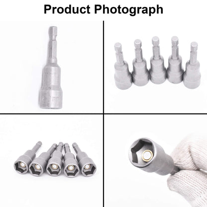 14 Pcs Magnetic Hexagon Socket, 6-19mm Hex Shank Magnetic Nut Setter Driver, Hex Drill Bits,1/4 Inch Magnetic Drill Bit Set, Used to Electric Screwdriver Handle Tools