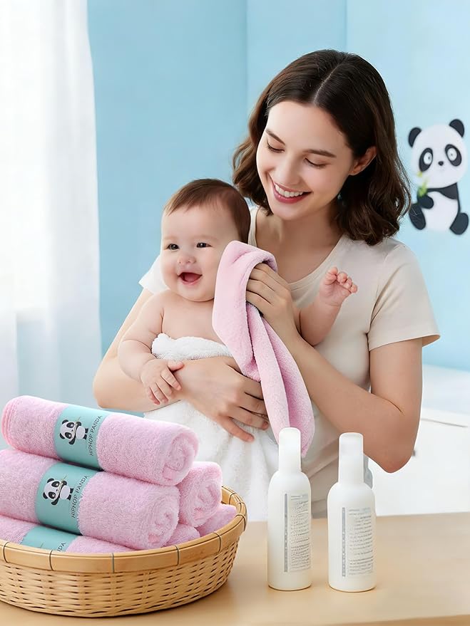 HIPHOP PANDA Baby Washcloths, Rayon Made from Bamboo
