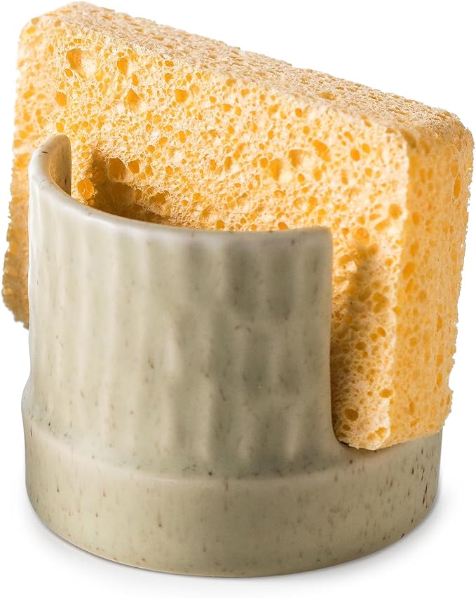 Kitchen Sponge Holder, Ceramics Sponge Dish Rack Sink Scrub Caddy