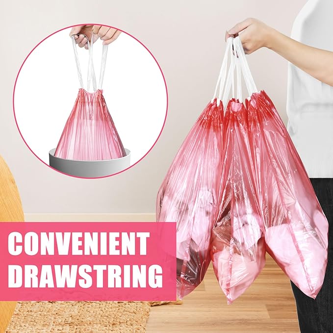 4 Gallon Trash Bags Drawstring 100 Count, JUKFITA Extra Strong Small Garbage