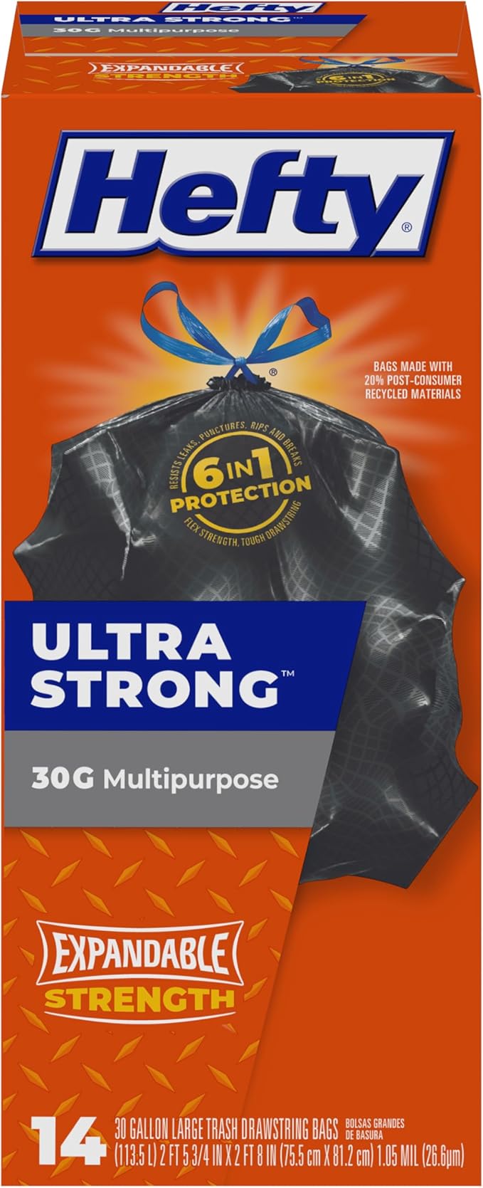Hefty Strong Large Trash Bags, 30 Gallon