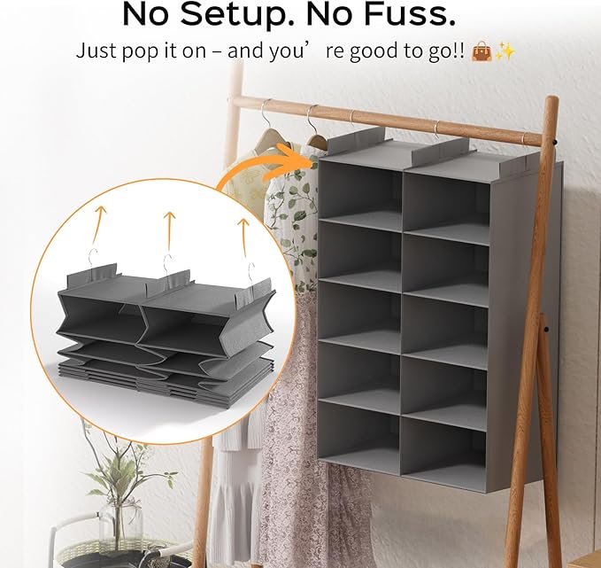 Grey 5-Tier Hanging Closet Storage Organizer