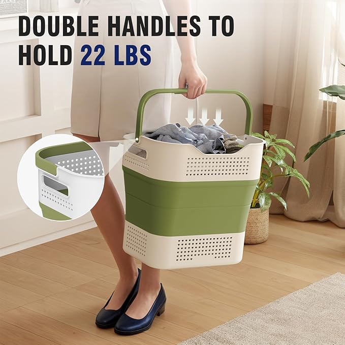 TECHMILLY Collapsible Plastic Laundry Basket Hamper