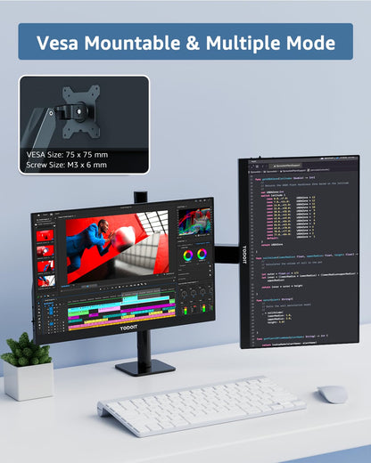 Yodoit Portable Monitor, 15.6" 1920×1080P FHD Screen IPS Display, USB-C & HDMI Connectivity, Built-in Speakers and Smart Cover, for Laptop/PC/Mac/PS3/4/5/Xbox