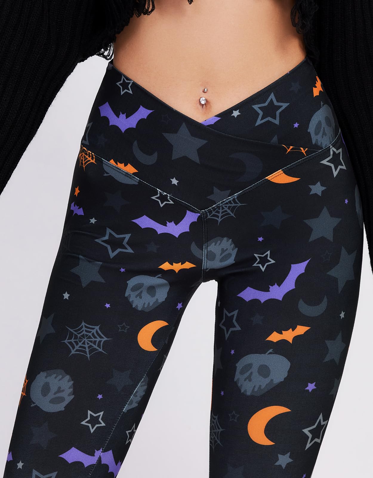 sissycos Women's Halloween Crossover Leggings High Waisted Buttery Soft Printed Tights (Halloween Print, Large)
