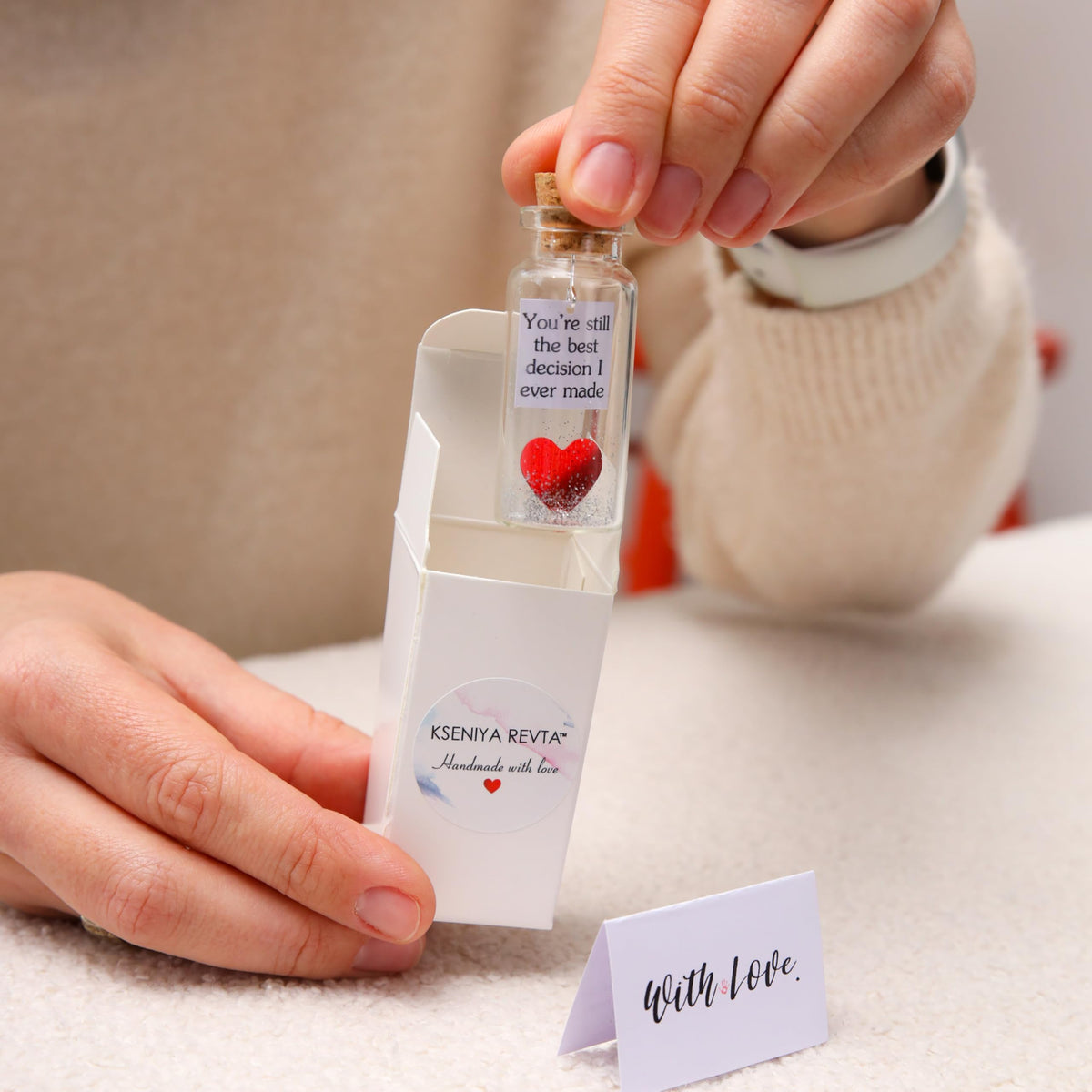 Anniversary Present for Her & Him, Romantic Gift to Boyfriend & Girlfriend, Message in Bottle I Love You Gifts Wife Husband ((01) Heart - You're Still the Best Decision I Ever Made, Gift Bottle)