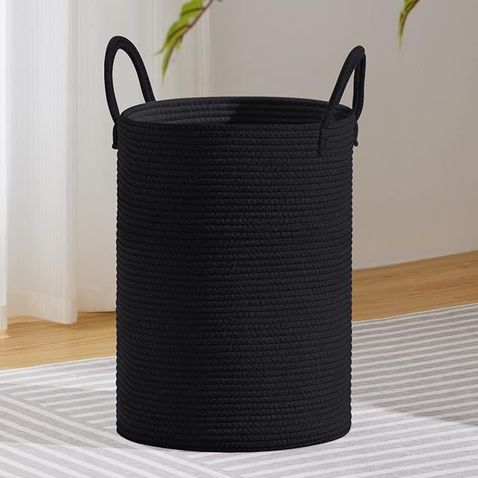 VIPOSCO Large Laundry Hamper, Tall Woven Rope Storage Basket