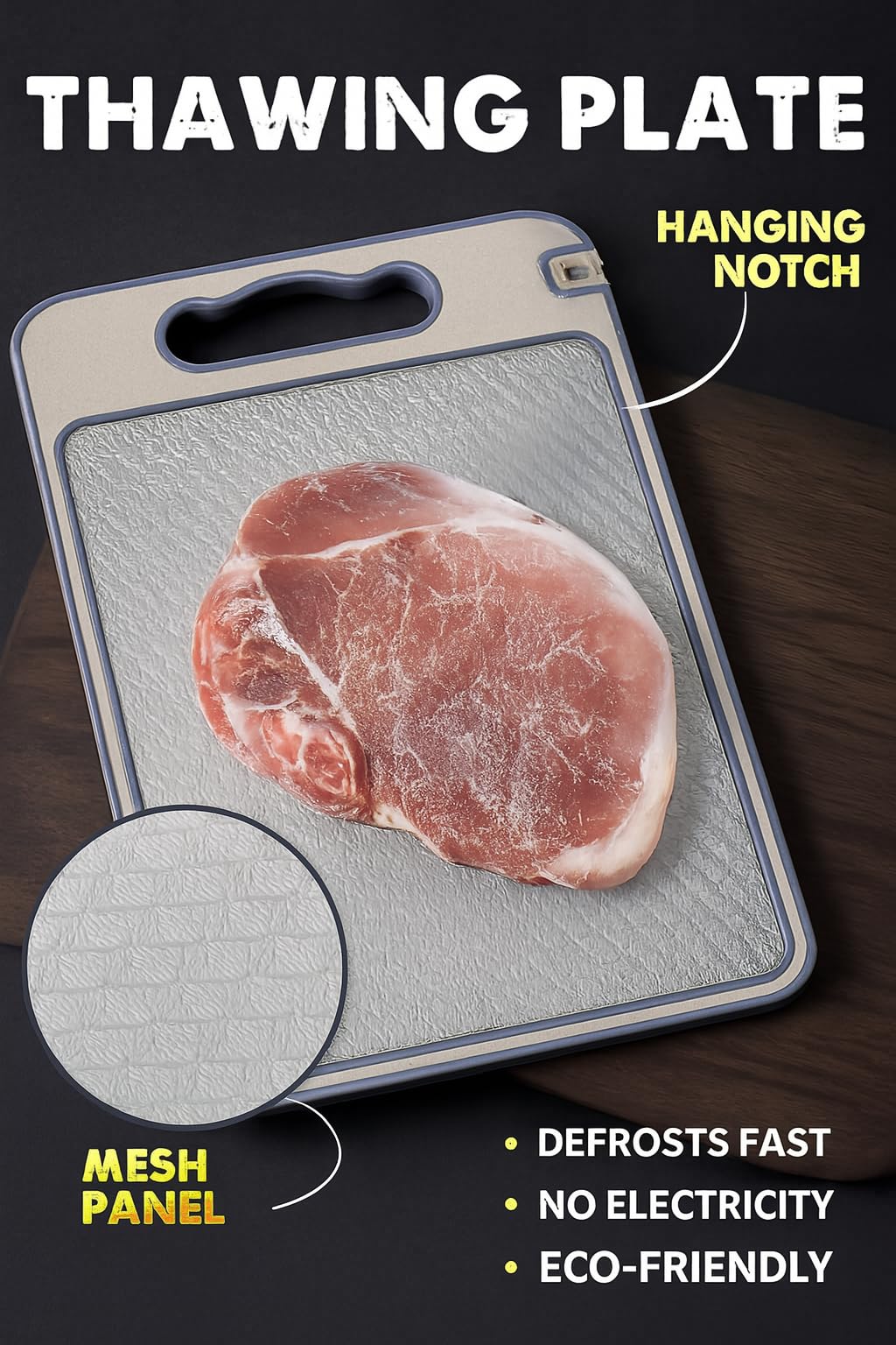 SEQ Premium 4-in-1 Stainless Steel Cutting Board with Knife Sharpener, Garlic Grater and Thawing Plate Double-Sided Metal Chopping Board for Meat, Vegetables, Fruits Durable Easy to Clean Kitchen Tool