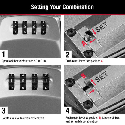 Master Lock Heavy Duty Wall Mount Key Lock Box, Holds 5 Keys - Ideal for Landlords and Property Managers, 5415D