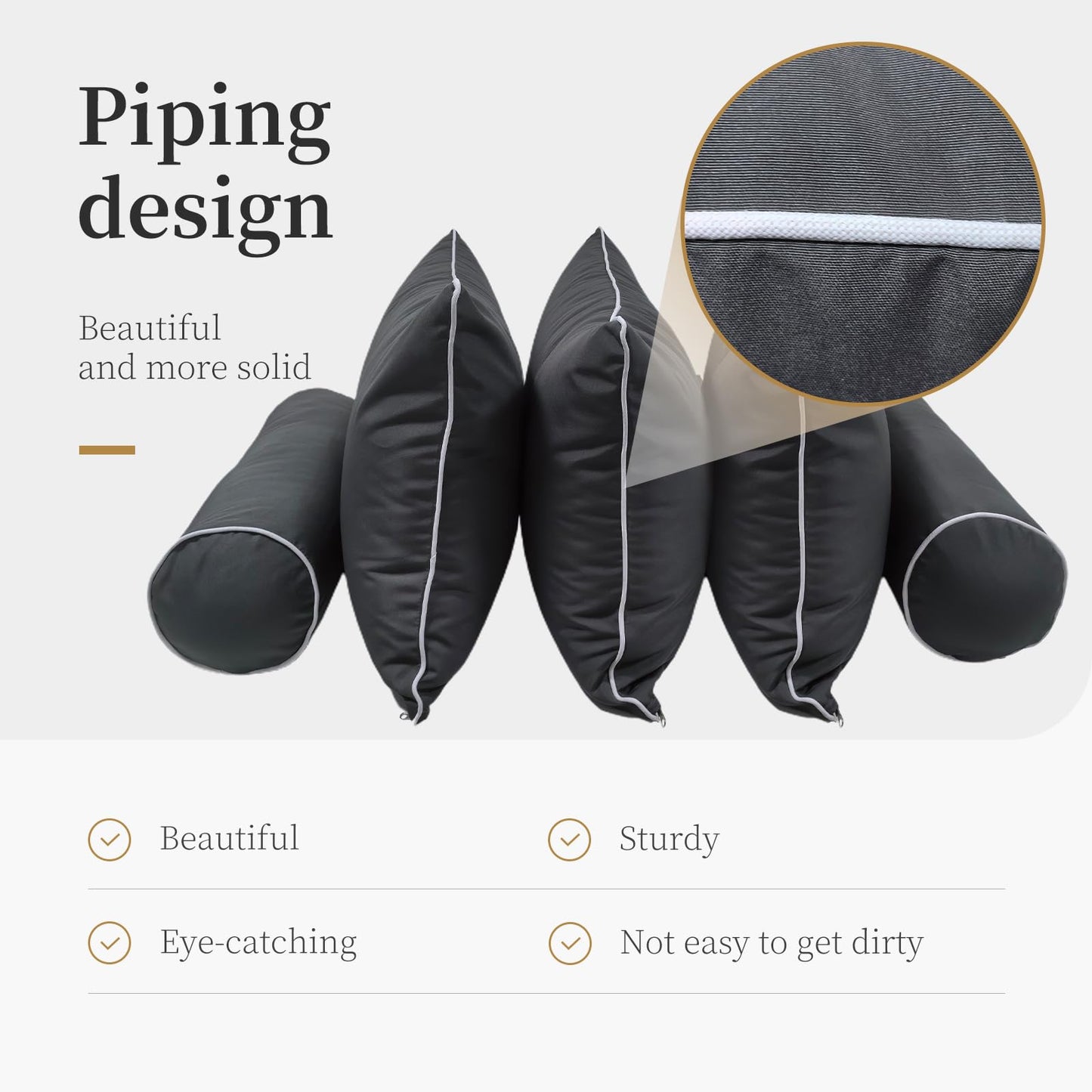 ZOALXZNT Twin Size Porch Swing Bed Cushion Cover,Waterproof Outdoor Twin Mattress Cover for Daybed,Outdoor Daybed Cushion Bolster Pillow Fitted Sheet Covers,Only Covers (Dark Gray, 75 * 39 * 6in)