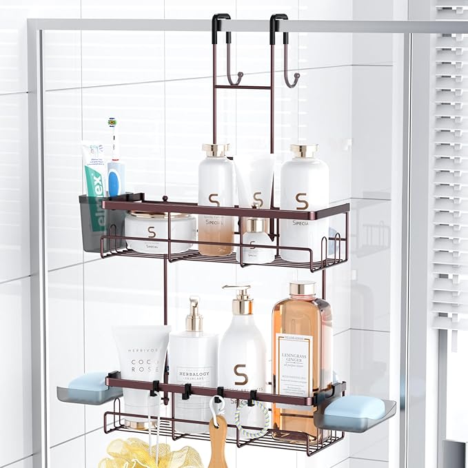 Over the Door Hanging Shower Caddy: Rustproof Hanging Organizer over the Door