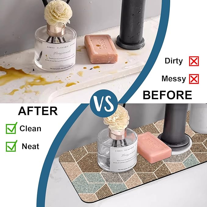 Geometry Blocks Sink Splash Guard Glitter Geometry Faucet Absorbing Mat Fast