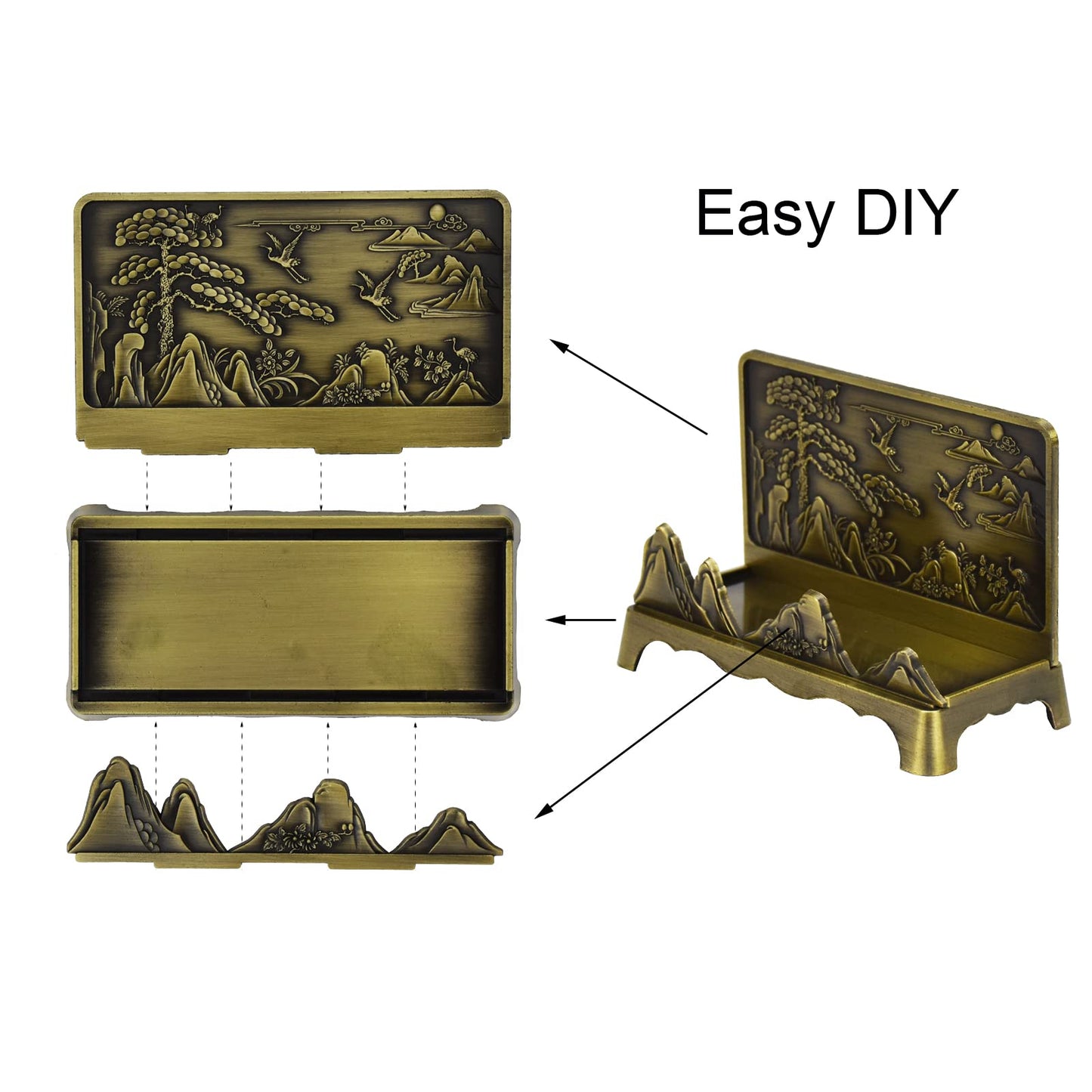 enyuwlcm Metal Desktop Card Holder for Desk Decorative Business Card Display Stand for Office Suitable for Men Women 1 Pack (Bronze)