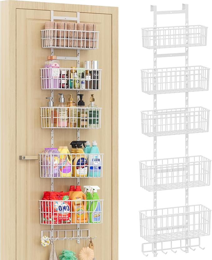 Adjustable Over The Door Organizer, Metal Hanging Door Organizer