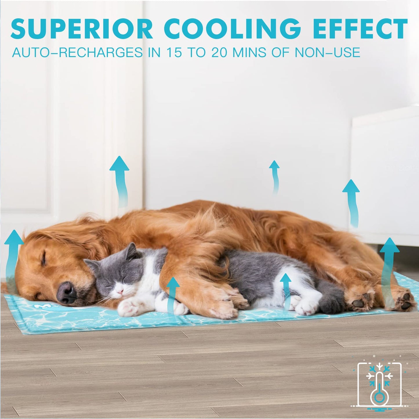 Dog Cooling Mat Durable Pet Cool Mat for Dogs Cats, 50 x 40cm S Non Toxic Gel Self Cooling Pad Scratch Resistant for Small Medium Dogs, Ice Blanket Keep Dog Cool in Summer