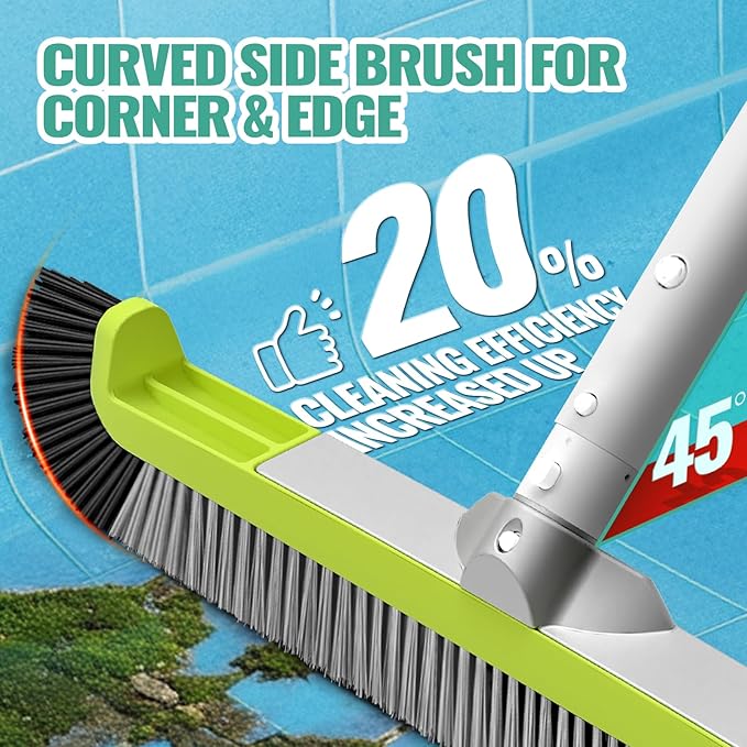18" Pool Brush Head for Cleaning Swimming Pool Walls, Curved Ends